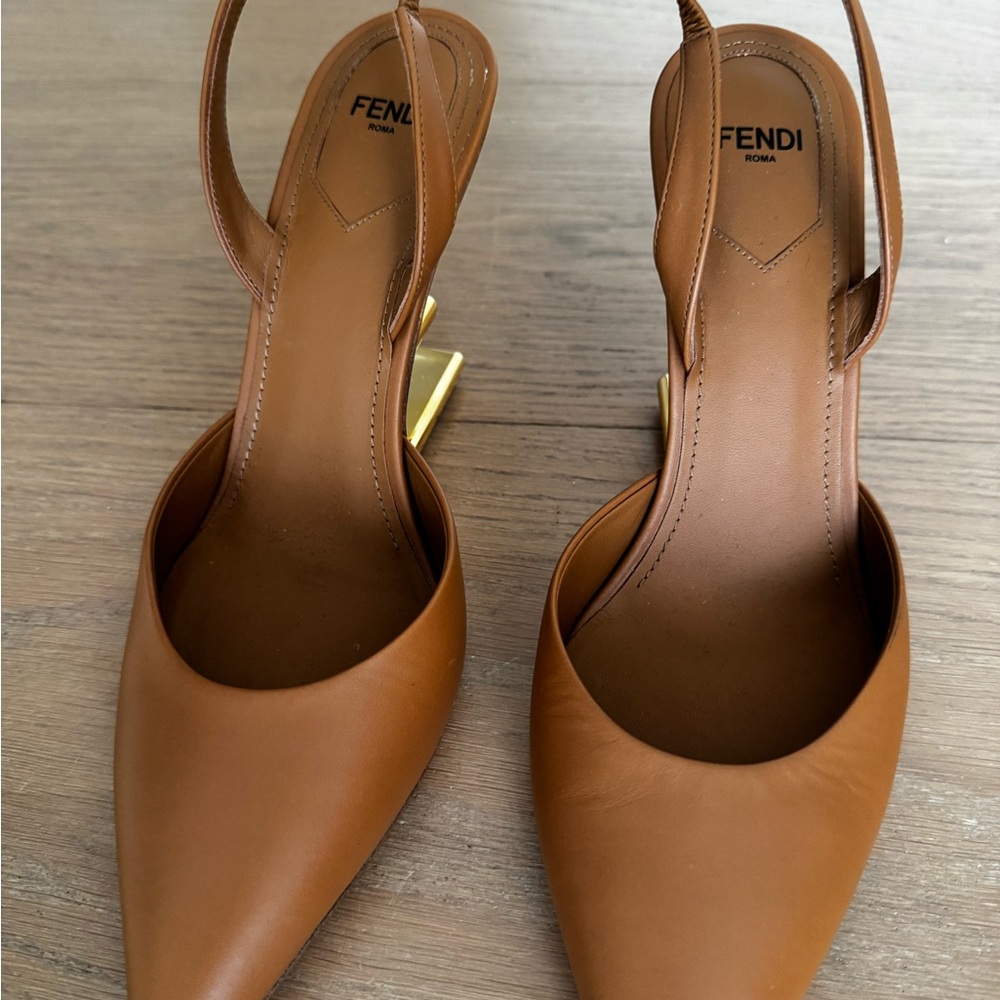 Fendi Logo Wedge Slimback pumps - Used only one event model.